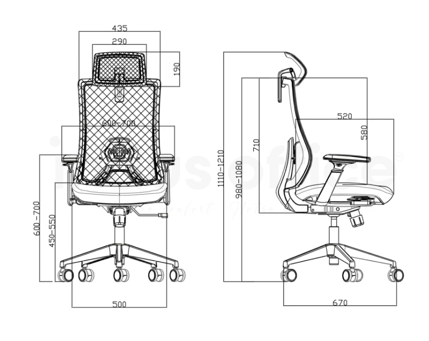 Chaise de Bureau K9-BH-07 - Synchro & Réglable | Indus Office Maroc - Fiche Technique