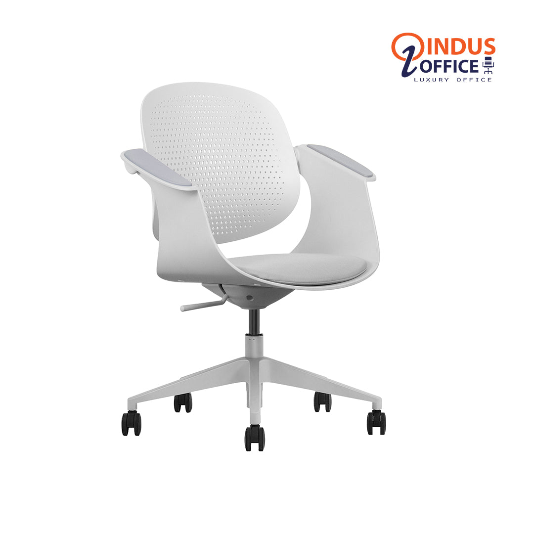 Chaise de Bureau F2-G01 : Alliant Style et Confort avec Dossier Gris Clair