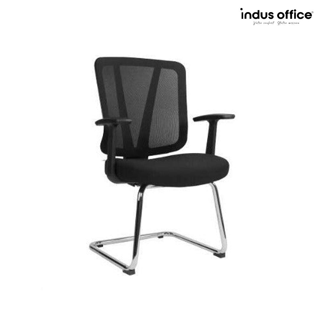 Chaise visiteur mesh D-T-081C-1-04 à piètement luge chromé