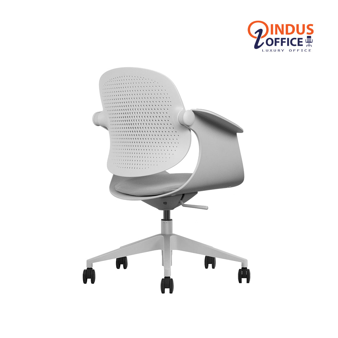 Chaise de Bureau F2-G01 : Alliant Style et Confort avec Dossier Gris Clair