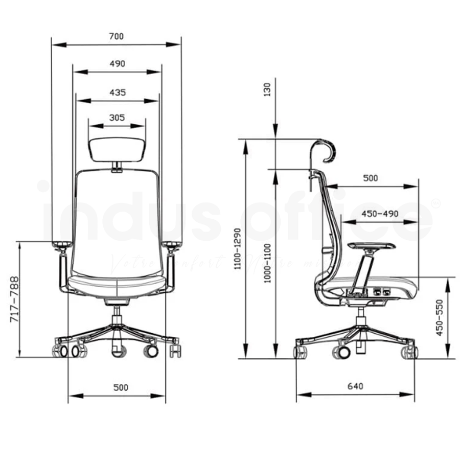 Fauteuil de Direction X6-BH-01 - Ergonomique & Mesh | Indus Office Maroc - Fiche Technique