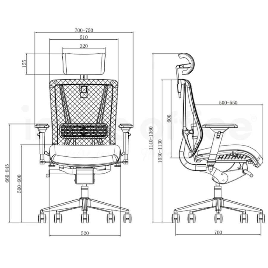 Fauteuil de Direction T-086A-MF - Réglable & Design | Indus Office Maroc - Fiche Technique