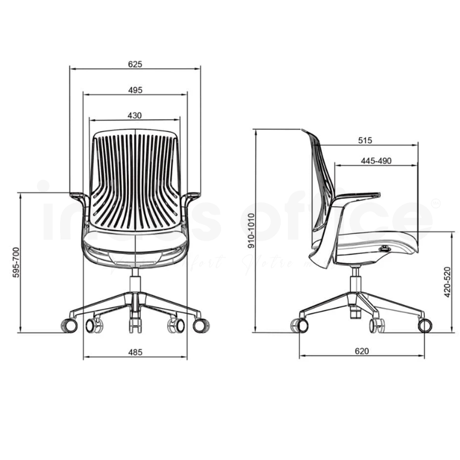 Chaise de Bureau F3-G01 - Design & Confort | Indus Office Maroc - Fiche Technique