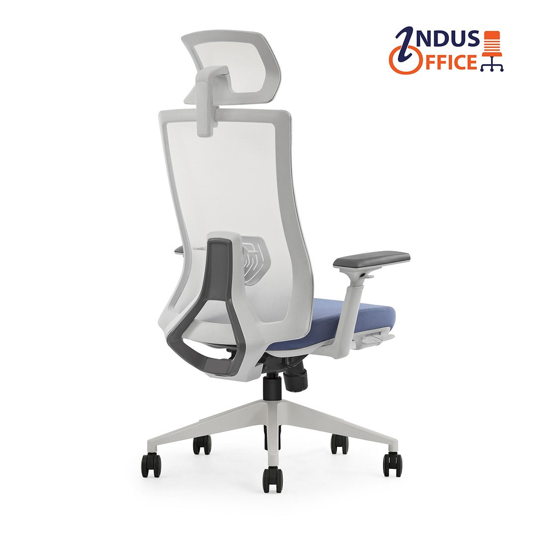 Chaise de Bureau K9-WH-07 : Assise Coulissante et Base en Nylon Blanc Élégante