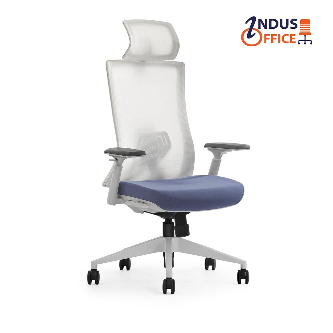 Chaise de Bureau K9-WH-07 : Assise Coulissante et Base en Nylon Blanc Élégante