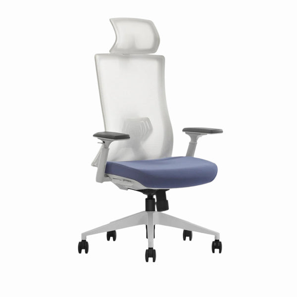 Chaise de Bureau K9-WH-07 : Assise Coulissante et Base en Nylon Blanc Élégante