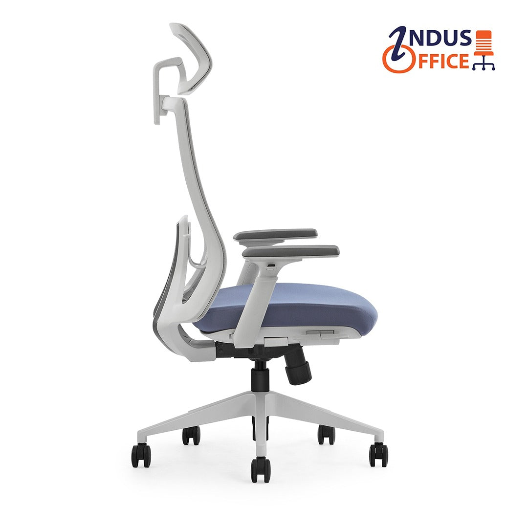 Chaise de Bureau K9-WH-07 : Assise Coulissante et Base en Nylon Blanc Élégante