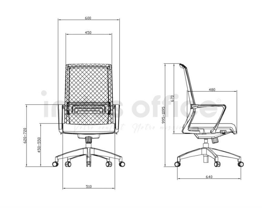 Chaise de Bureau K1-BM-01 - Mesh & Design | Indus Office Maroc - Fiche Technique