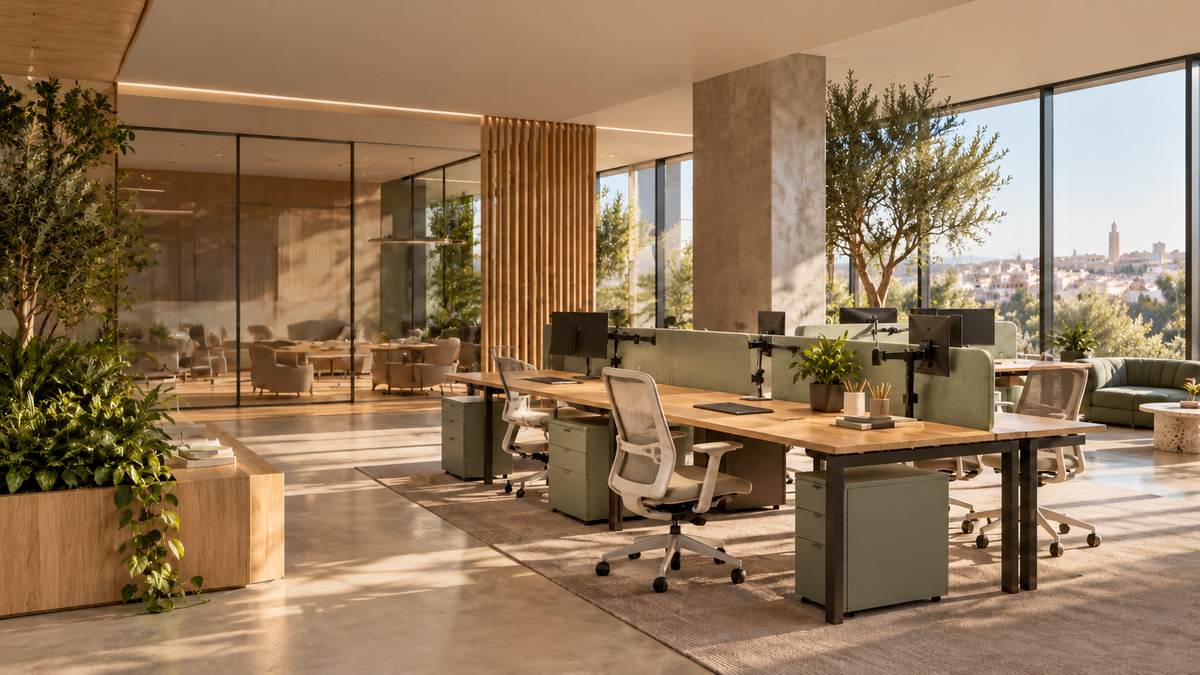 Bureaux et sièges dans un espace de travail professionnel
